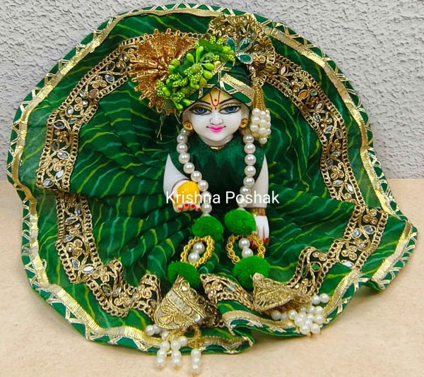 Beautiful Fancy Leheriya Premium Fabric Poshak With Heavy Mukut & Patka- 10