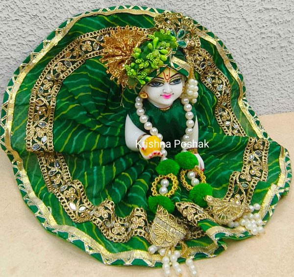 Beautiful Fancy Leheriya Premium Fabric Poshak With Heavy Mukut & Patka- 10 - Image 2