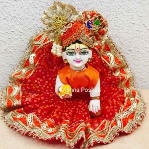 Beautiful Fancy Bandini Premium Fabric Poshak With Heavy Mukut - 11