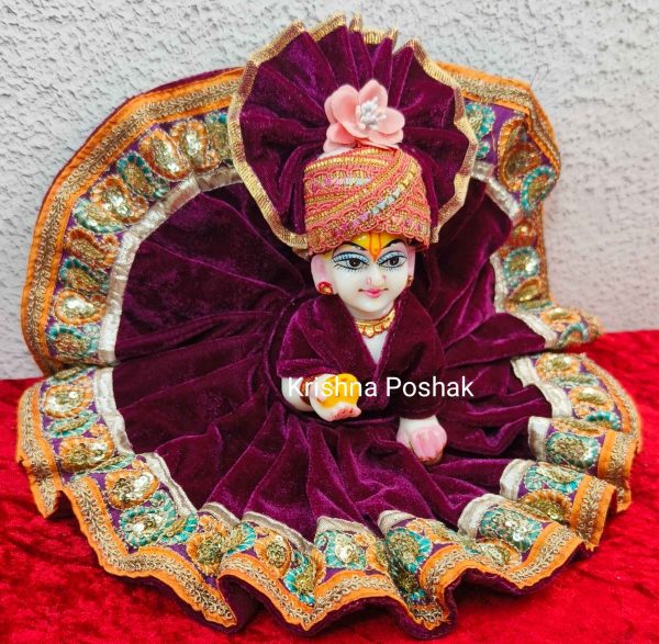 Winter Collection - Velvet Poshak With Fancy Work With Mukut 29 - Image 4