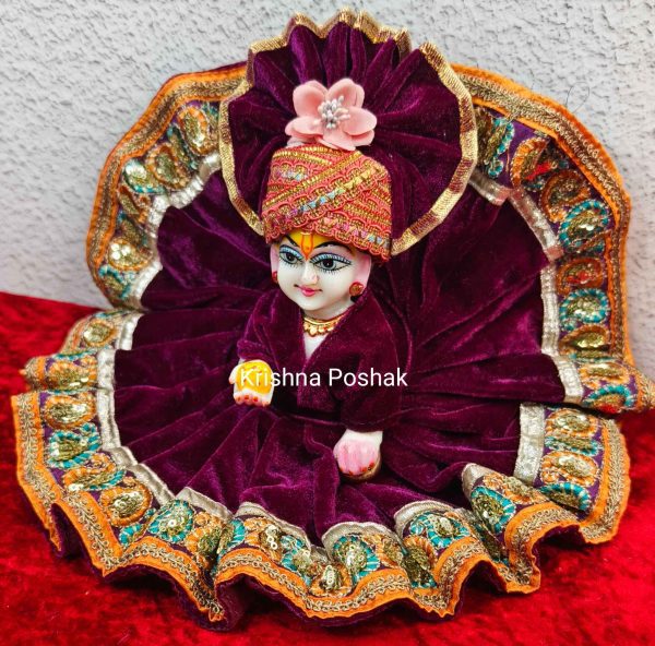 Winter Collection - Velvet Poshak With Fancy Work With Mukut 29 - Image 3