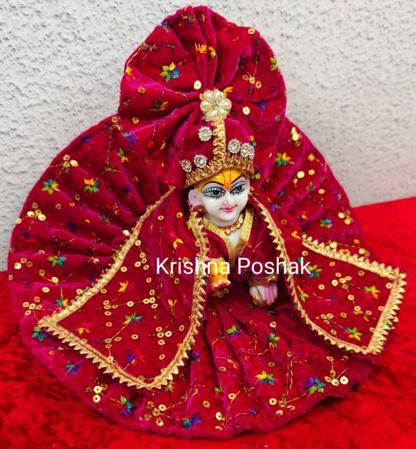 Winter Collection - Velvet Poshak With Fancy Work With Mukut & Patka 08 - Image 3