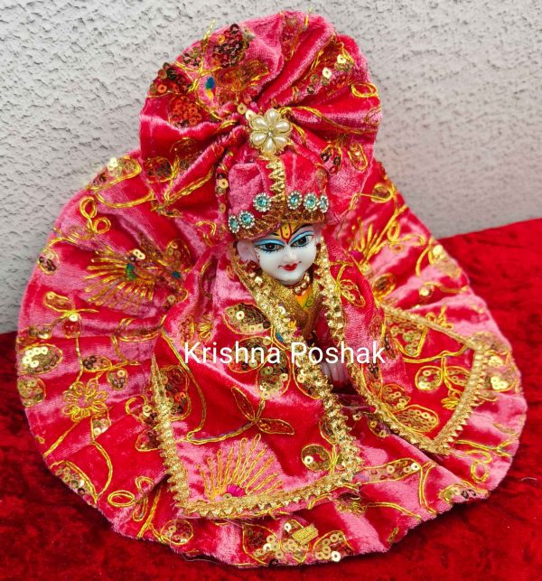 Winter Collection - Velvet Poshak With Fancy Work With Mukut & Patka 07 - Image 3