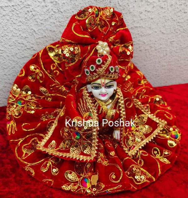 Winter Collection - Velvet Poshak With Fancy Work With Mukut & Patka 10 - Image 3