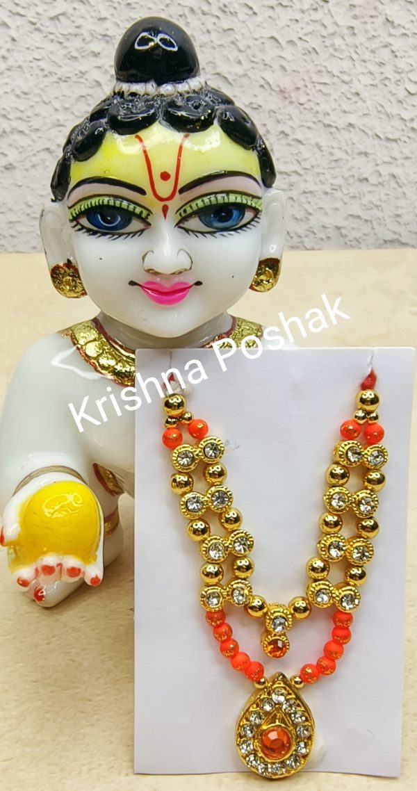 Ad Stone Moti Mala For Ladoo Gopal Ji- Size 4no- 6no - Image 2