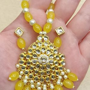 Beautiful Ad Stone Mala With Earrings For Radha Krishna Ji