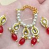 Beautiful Ad Stone Moti Mala Set With Earrings For Ladoo Gopal Ji- Kp2