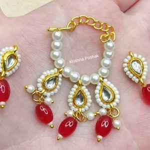 Beautiful Ad Stone Moti Mala Set With Earrings For Ladoo Gopal Ji- Kp2
