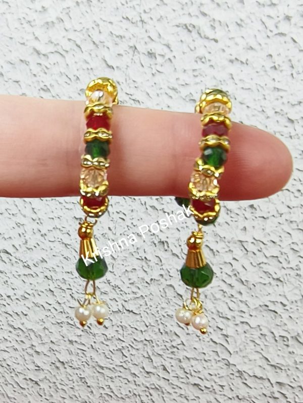 Beautiful Ad Stone Moti Bangles For Radha Krishna JI 