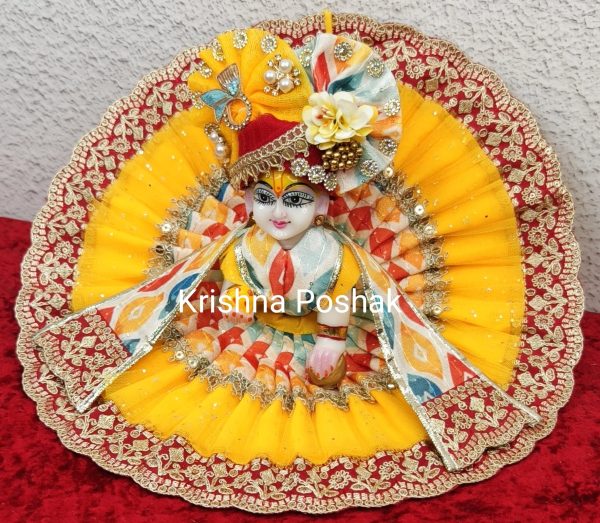 Premium Quality Beautiful Festival Collection Poshak With Heavy Mukut And Patka - 1 - Image 3