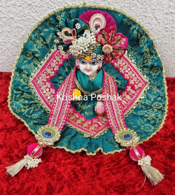 Premium Quality Beautiful Festival Collection Poshak With Heavy Mukut And Patka - 12 - Image 3