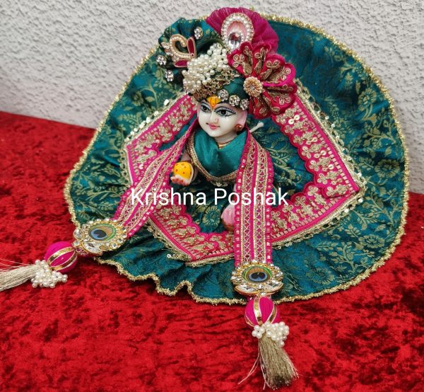 Premium Quality Beautiful Festival Collection Poshak With Heavy Mukut And Patka - 12 - Image 4