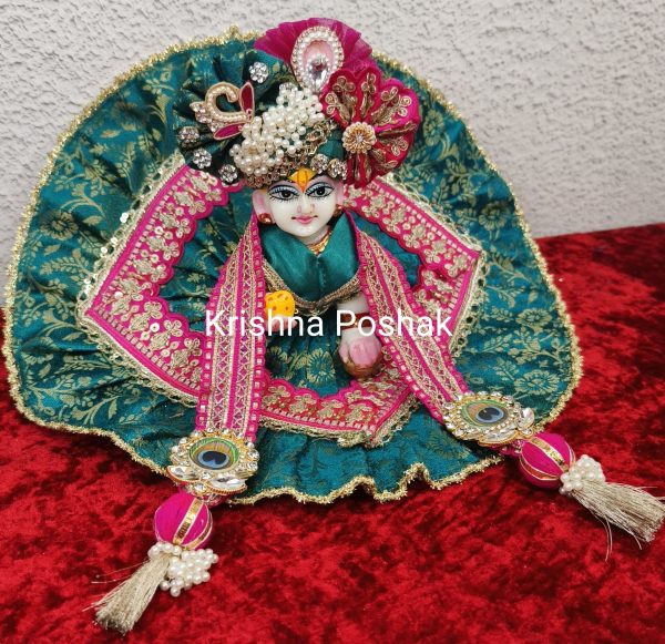 Premium Quality Beautiful Festival Collection Poshak With Heavy Mukut And Patka - 12 - Image 2