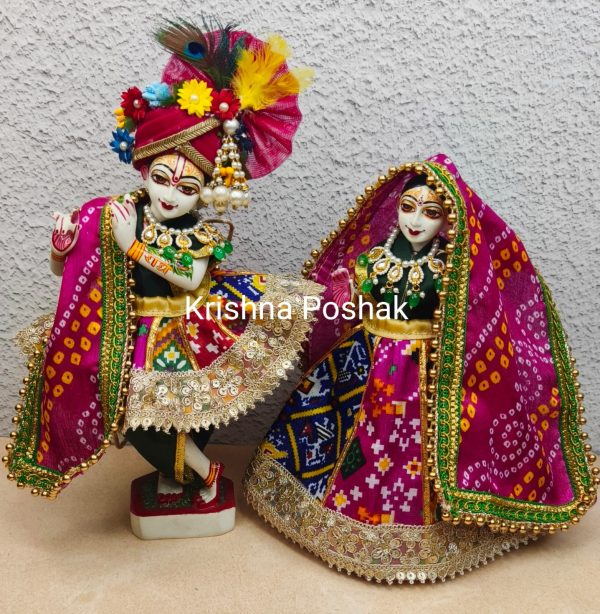 Radha Krishna Fancy Dress with Mukut - Premium Quality Dress set R4