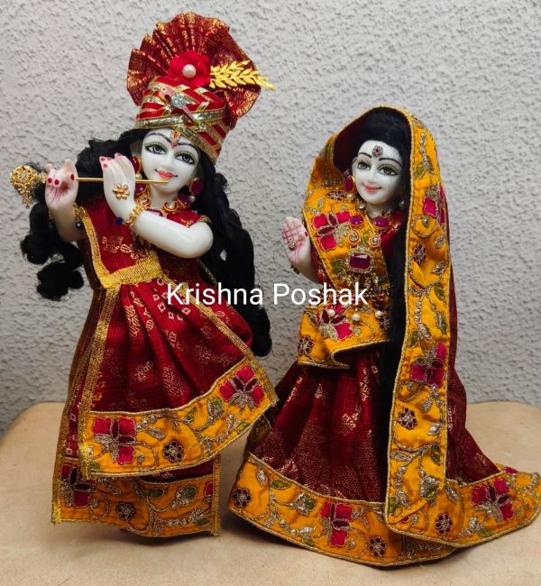 Radha Krishna Fancy Dress with Mukut - Premium Quality Dress set R7