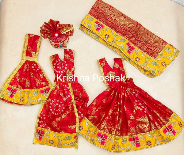 Radha Krishna Fancy Dress with Mukut - Premium Quality Dress set R7 - Image 3