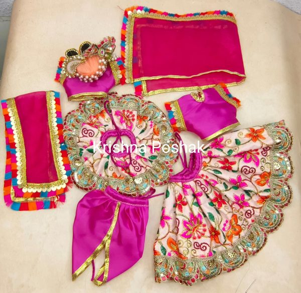 Radha Krishna Fancy Dress with Mukut - Premium Quality Dress set R8 - Image 5
