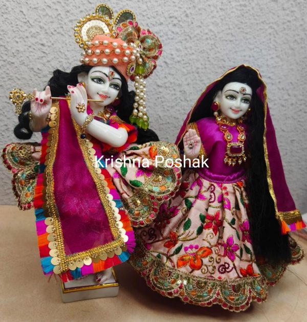 Radha Krishna Fancy Dress with Mukut - Premium Quality Dress set R8 - Image 4