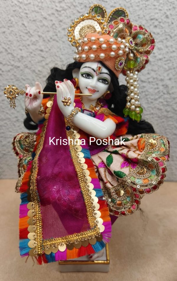 Radha Krishna Fancy Dress with Mukut - Premium Quality Dress set R8 - Image 3