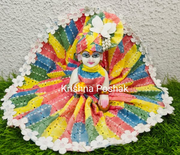 "Divine Summer Charm: Washable Poshak With Mukut for Laddu Gopalji"- N5