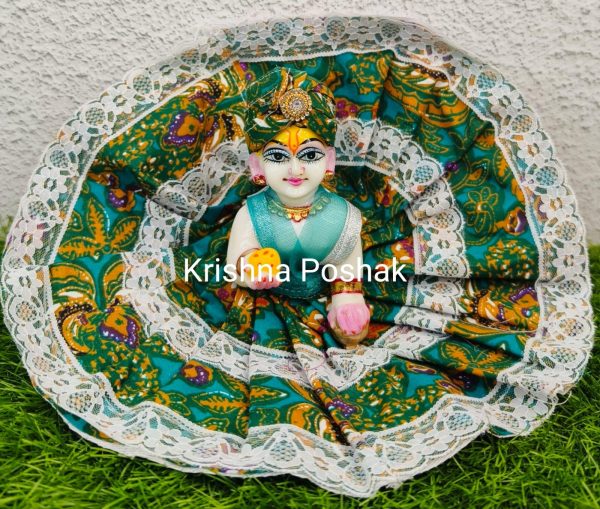 "Divine Summer Charm: Washable Poshak With Mukut for Laddu Gopalji"- N7