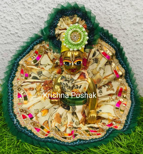 "Divine Summer Charm: Washable Poshak With Mukut for Laddu Gopalji"- N3