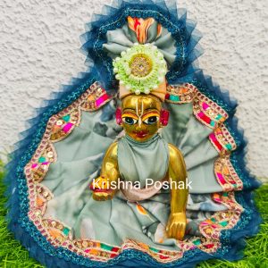 "Divine Summer Charm: Washable Poshak With Mukut for Laddu Gopalji"- N2