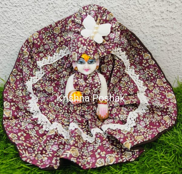 "Divine Summer Charm: Washable Poshak With Mukut for Laddu Gopalji"- N1
