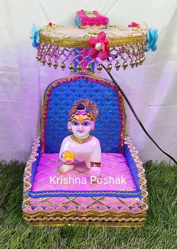 B - 7 Janmashthami Special Beautiful Singhasan For Laddu Gopalji With LED Lights