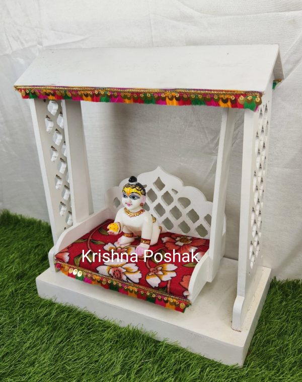 C - 5 Janmashthami Special Pure Wood Jhula For Laddu Gopalji - Image 3