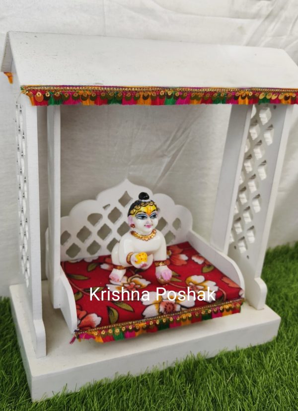 C - 5 Janmashthami Special Pure Wood Jhula For Laddu Gopalji - Image 2