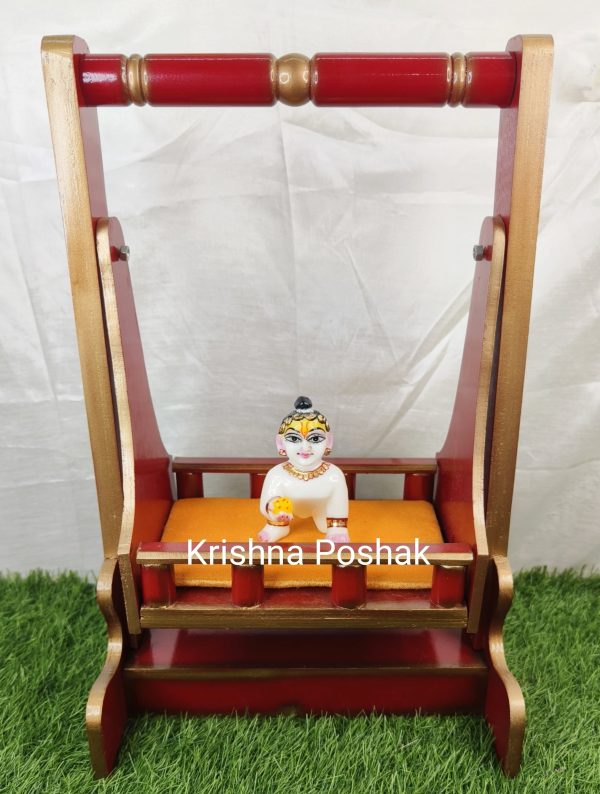 C - 7 Janmashthami Special Pure Wood Palna For Laddu Gopalji