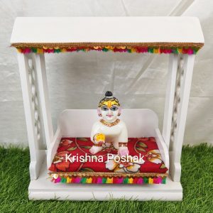 C - 6 Janmashthami Special Pure Wood Jhula For Laddu Gopalji