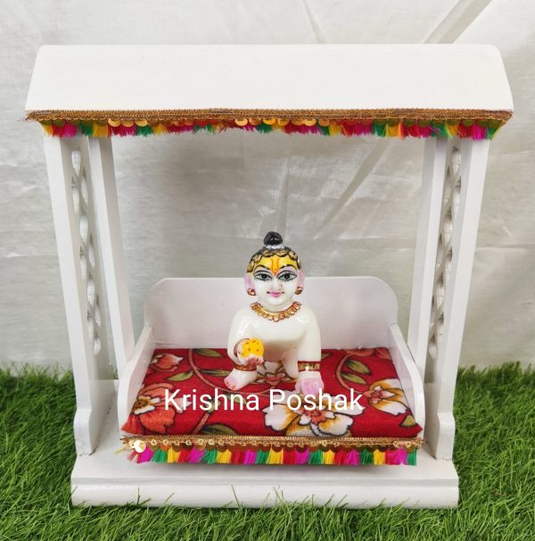 C - 6 Janmashthami Special Pure Wood Jhula For Laddu Gopalji