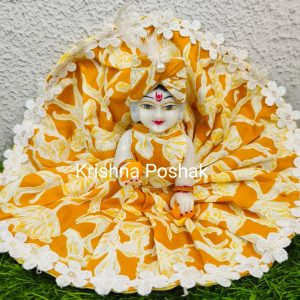 "Divine Summer Charm: Washable Poshak With Mukut for Laddu Gopalji"- N16