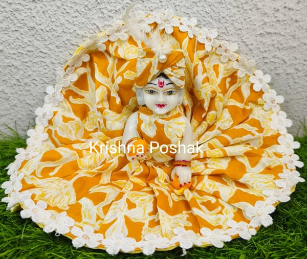 "Divine Summer Charm: Washable Poshak With Mukut for Laddu Gopalji"- N16