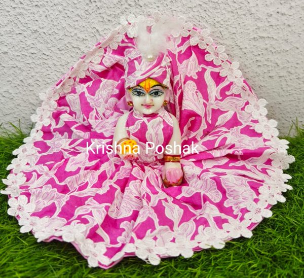 "Divine Summer Charm: Washable Poshak With Mukut for Laddu Gopalji"- N15