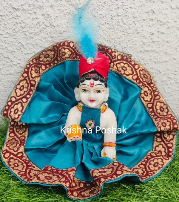 "Divine Summer Charm: Washable Poshak With Mukut for Laddu Gopalji"- N17