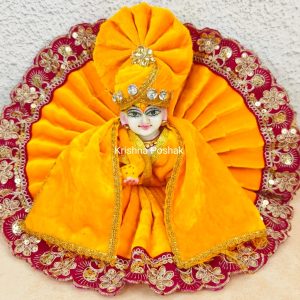 Winter Collection for Ladoo Gopal Ji- KP0016 | Premium Quality Velvet Poshak with Mukut & Shawl