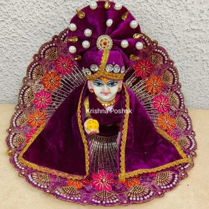 Winter Collection for Ladoo Gopal Ji- KP0018 | Premium Quality Velvet Poshak with Mukut & Shawl