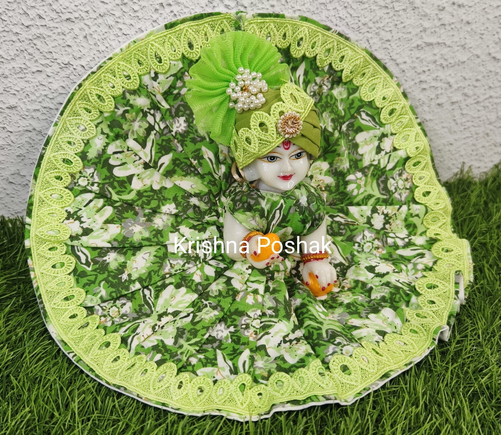 Beautiful Cotton Poshak With Mukut For Laddu Gopalji - 88 - Image 4