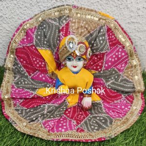 Beautiful Cotton Poshak With Mukut For Laddu Gopalji - 89