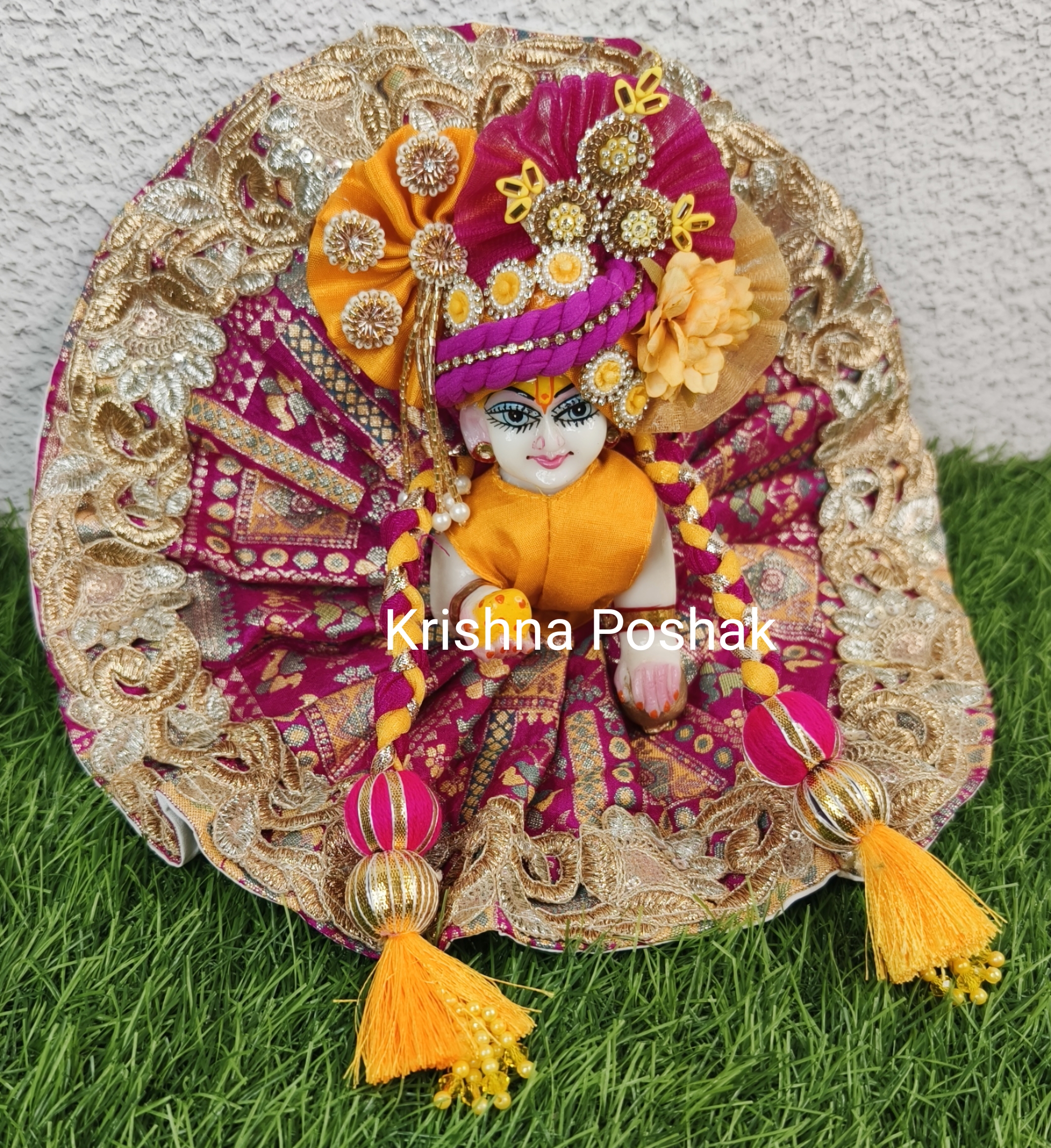Beautiful Fancy Poshak with Mukut And Patka For Laddu Gopalji - 83 - Image 4