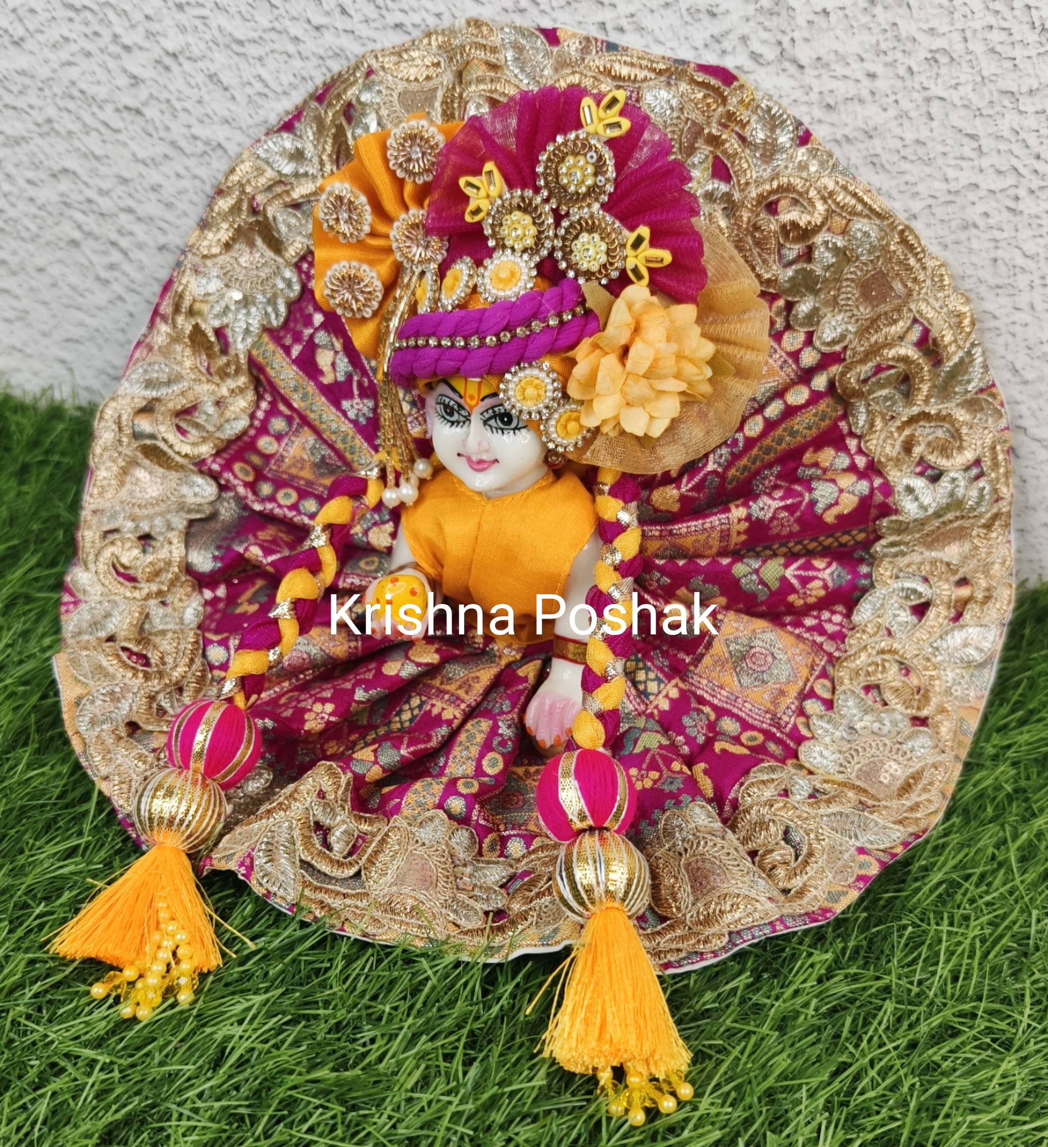 Beautiful Fancy Poshak with Mukut And Patka For Laddu Gopalji - 83 - Image 3