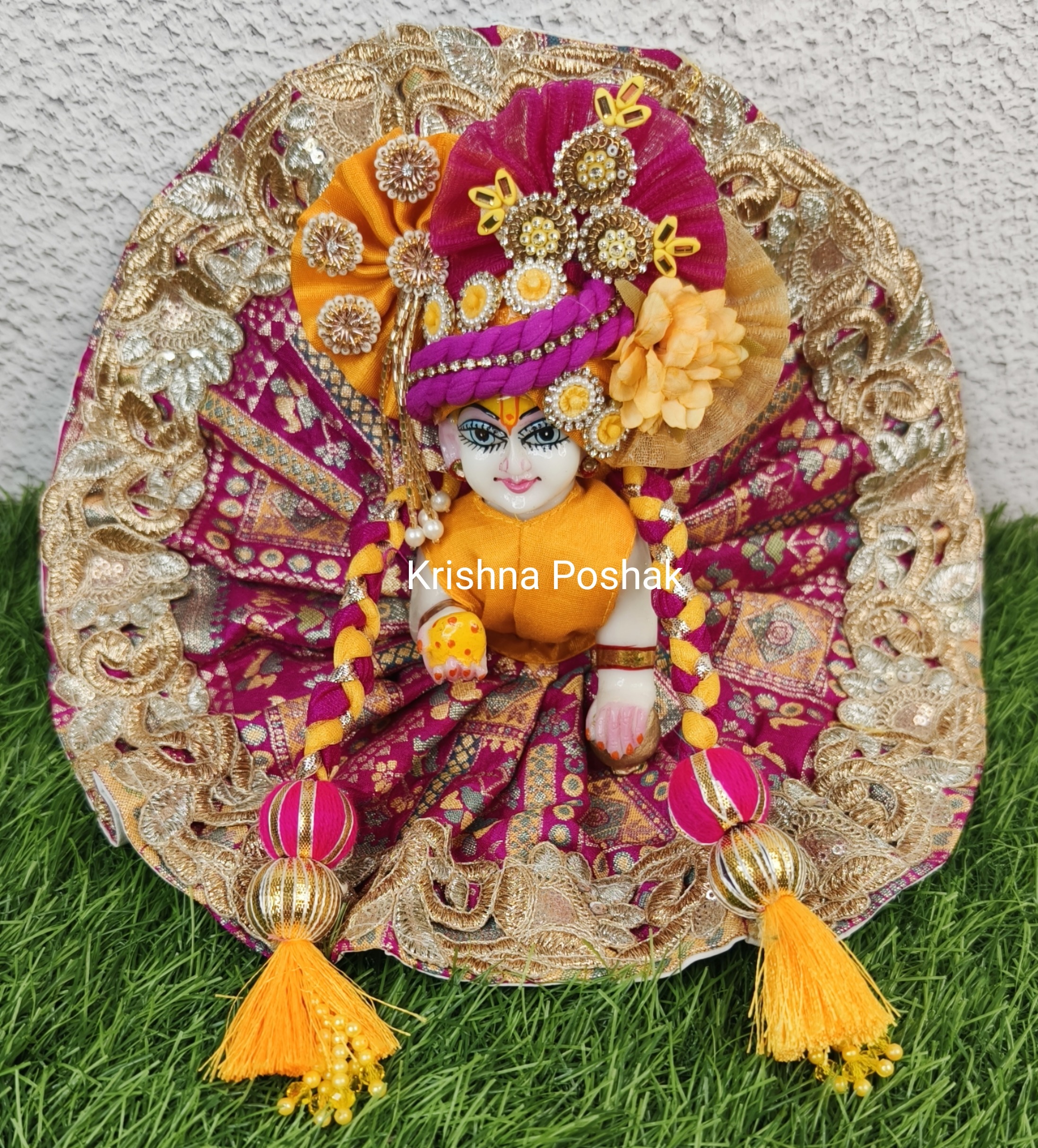 Beautiful Fancy Poshak with Mukut And Patka For Laddu Gopalji - 83