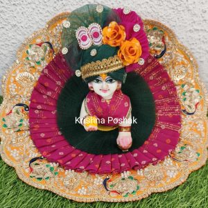Beautiful Fancy Poshak With Mukut For Laddu Gopalji - 98