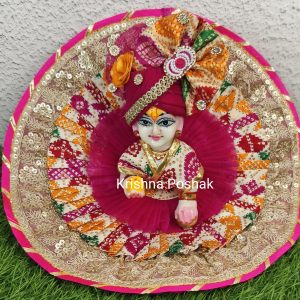 Beautiful Cotton Poshak With Mukut For Laddu Gopalji - 91