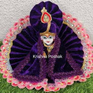 Winter Velvet Poshak With Mukut And Shawl For Laddu Gopalji-223