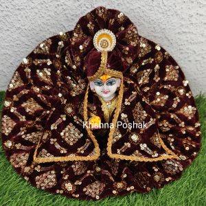Winter Velvet Poshak With Mukut And Shawl For Laddu Gopalji-221