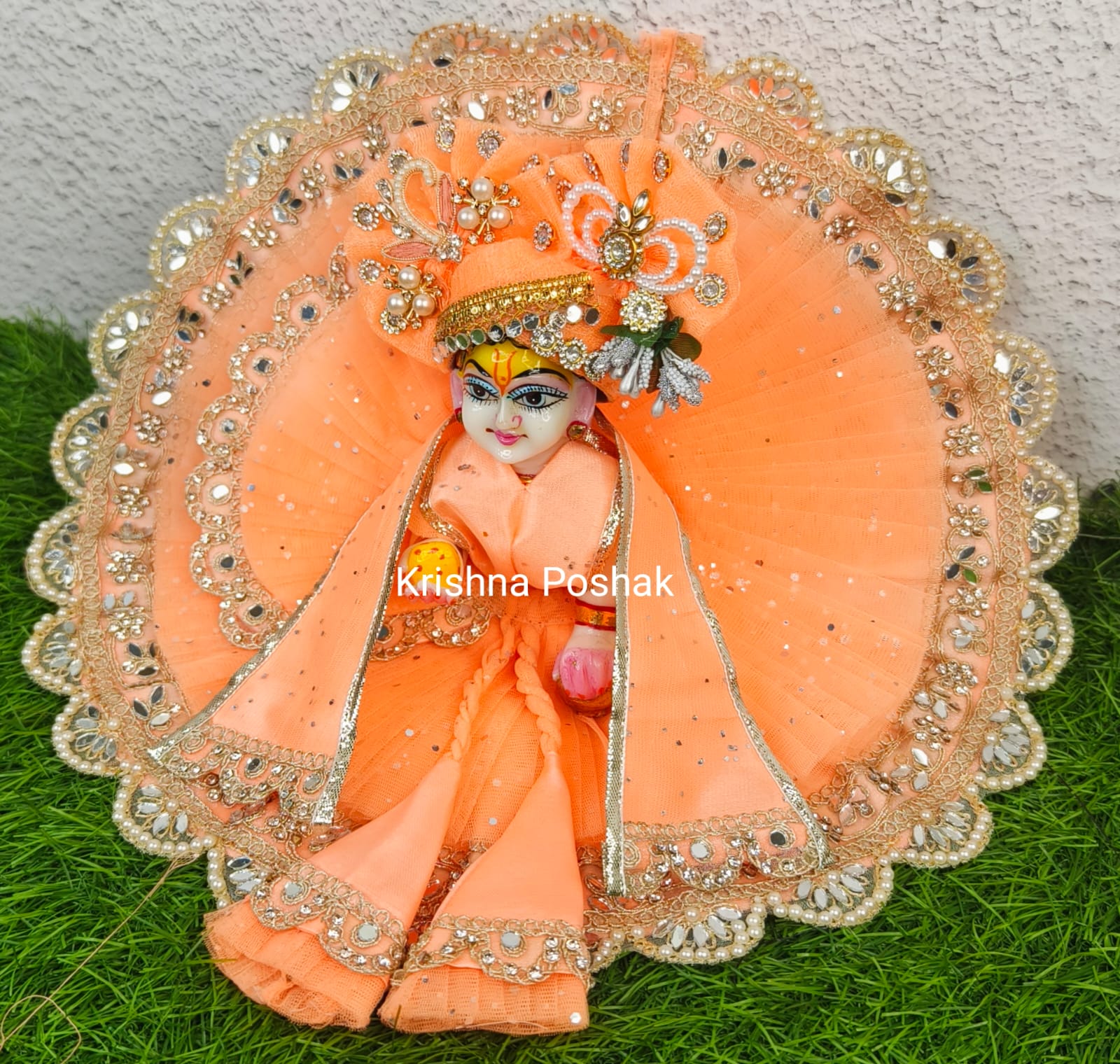 Premium Quality Designer Fancy Poshak With Mukut And Patka For Laddu Gopalji – 2026/7 - Image 2